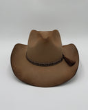 Camel wool felt cowboy hat with teardrop crown and handwoven horsehair band, Gem Hats Denver